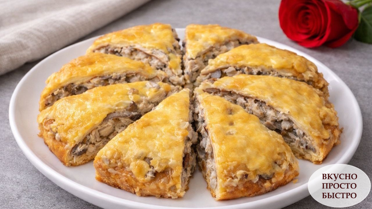 БЛИНЧАТЫЙ ПИРОГ С ГРИБАМИ - Вкусно Просто Быстро