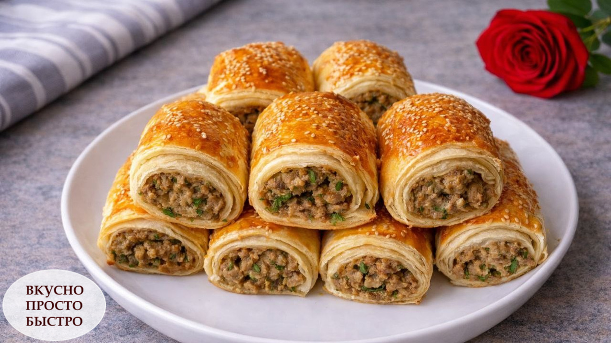 БУРЕКАСЫ ИЗ СЛОЕНОГО ТЕСТА - Вкусно Просто Быстро