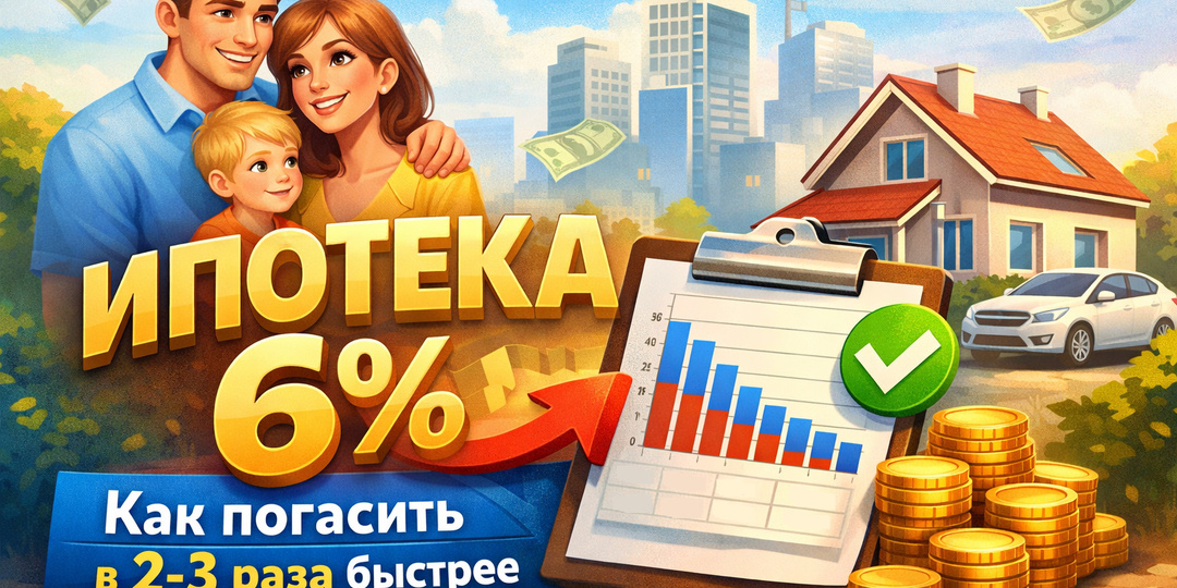 Как закрыть семейную ипотеку под 6% в 2–3 раза быстрее и сократить переплату