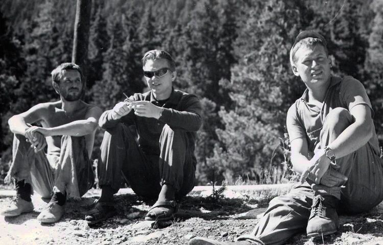 С. Любшин на съёмках "Альпийской баллады"