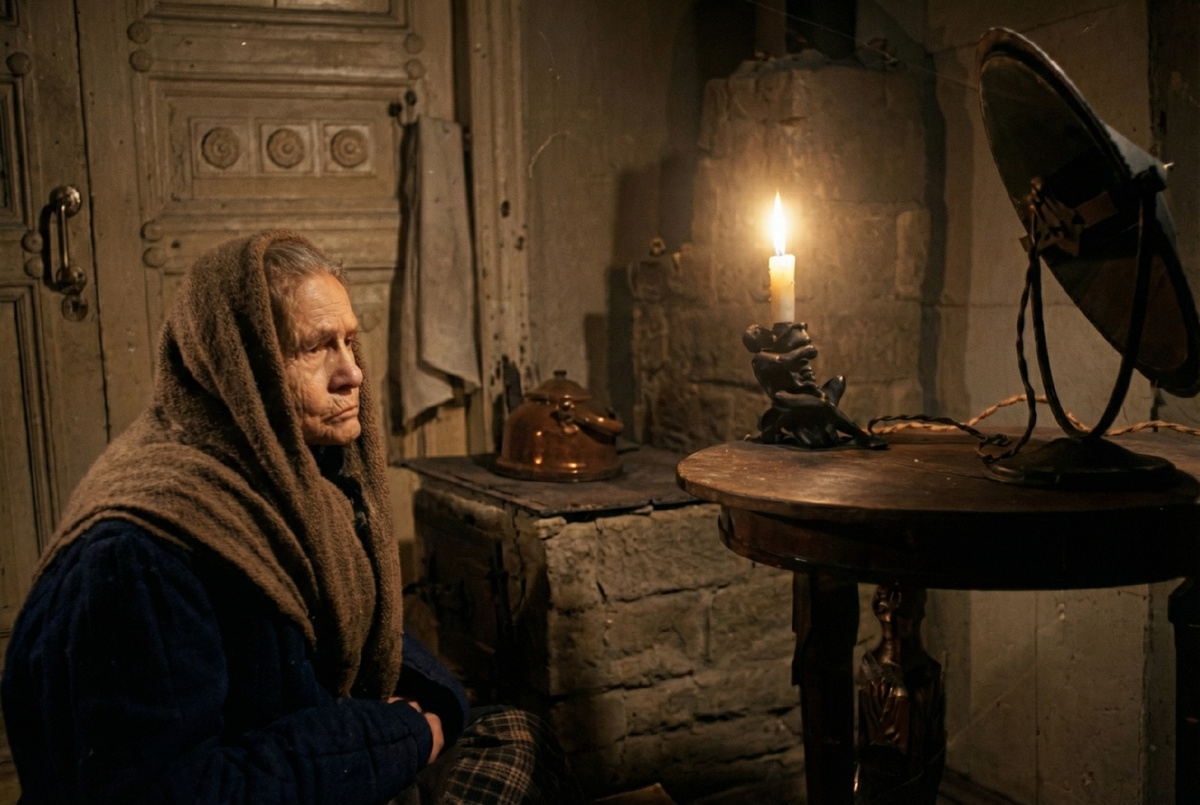 Женщина в блоду слушает радиоточку