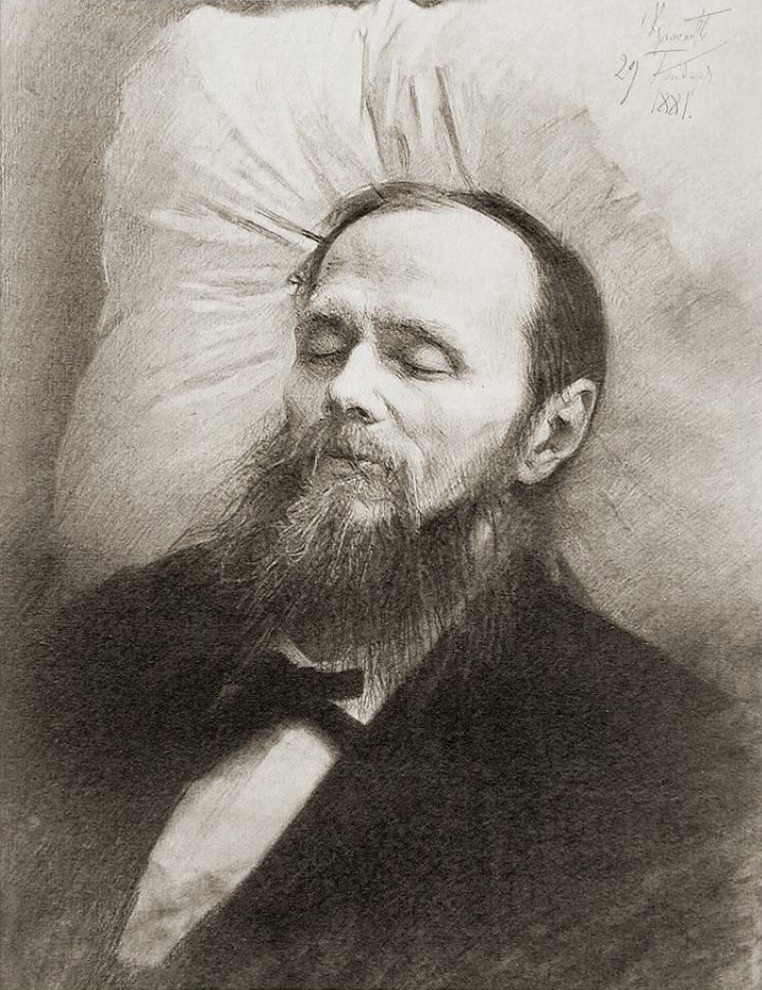 Посмертный портрет Ф.М. Достоевского, написанный Иваном Николаевичем Крамским. 1881 год.