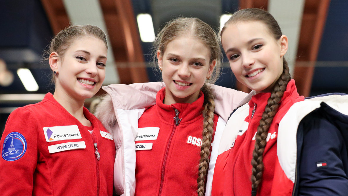 Алена Косторная, Александра Трусова, Анна Щербакова.
Фото Дарья Исаева, «СЭ»