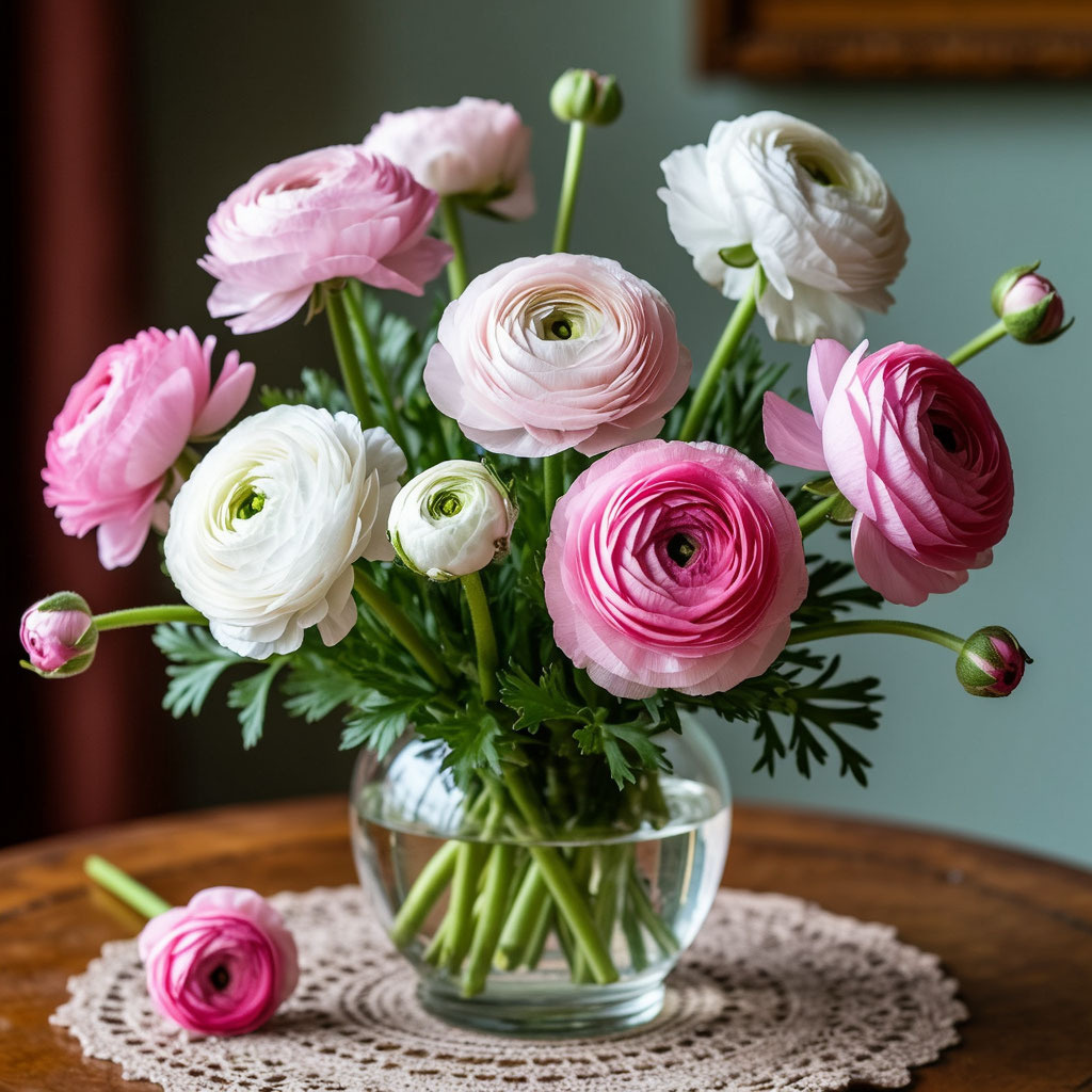 Уход за срезанными ранункулюсами