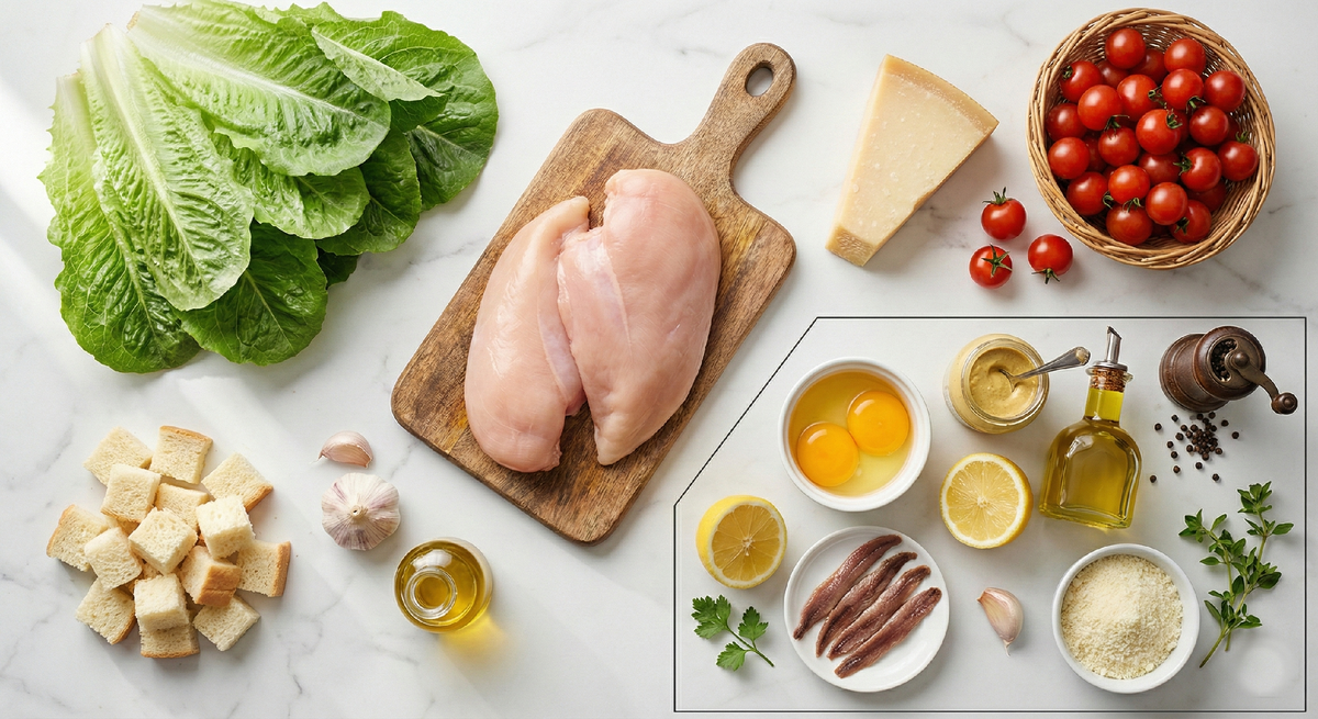 Ингридиенты к салату цезарь