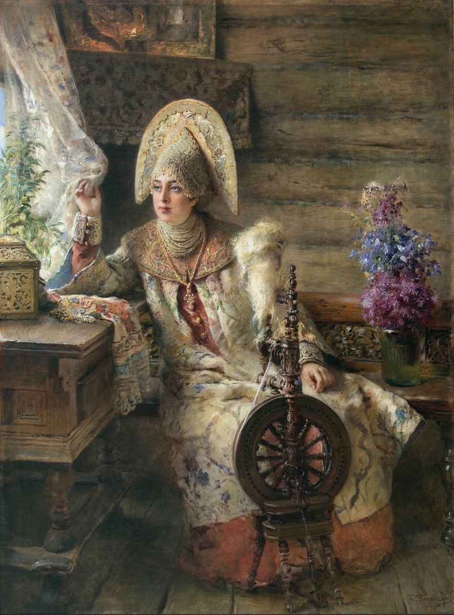 Боярышня у окна, Константин Маковский