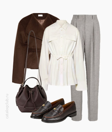 Жакет LEZU | Рубашка навыпуск LEZU | Брюки Madeleine | Брюки Massimo Dutti | Сумка CLAUDIE PIERLOT | Лоферы CLAUDIE PIERLOT