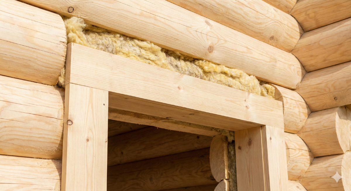 Технология в деталях: проем установлен в независимый короб (обсаду). Сверху оставлен запас на усадку. Именно так выглядит правильный монтаж, который спасет вас от замены окон через год.