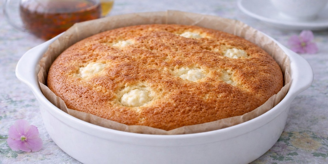 Пирог на кефире в духовке — простой рецепт с творожными шариками