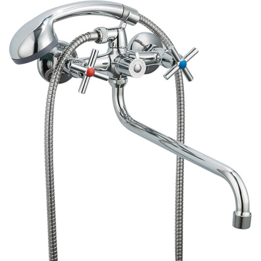 Смеситель силуминовый округлой формы с поворотным изливом 30 см
