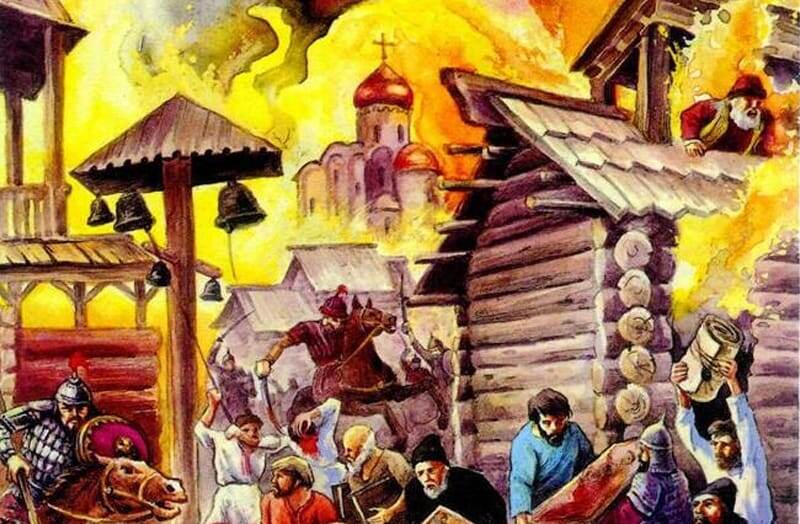 Учебная картина" Тохтамыш сжёг Москву, 1382год. фотография взята в открытом доступе интернета
