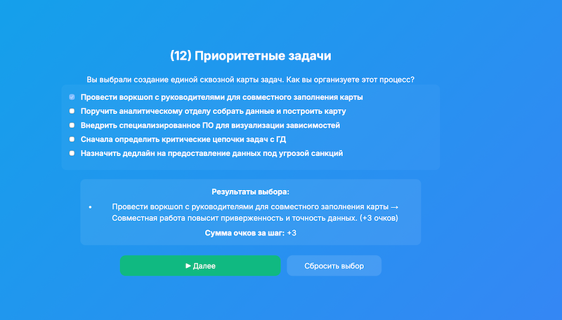 Так выглядит решение кейса в тренажёре Dream Manager