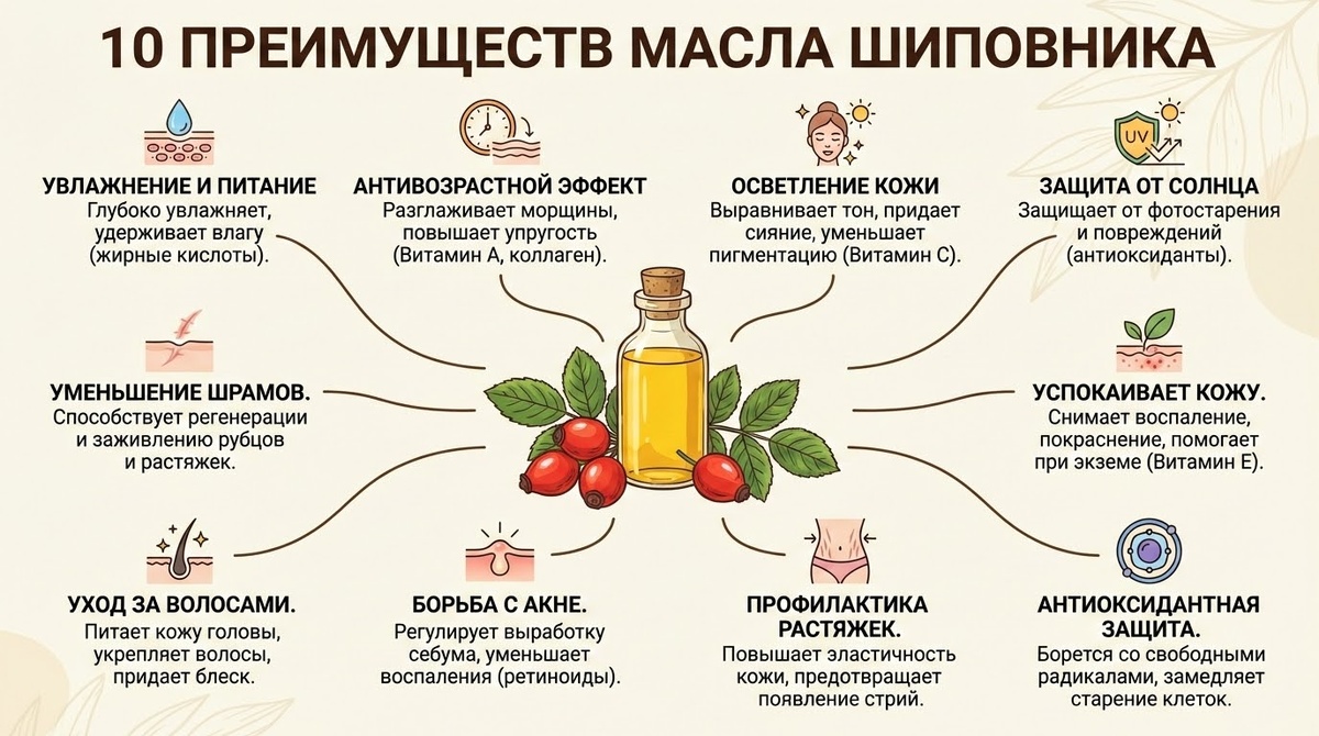 10 преимуществ масла шиповника