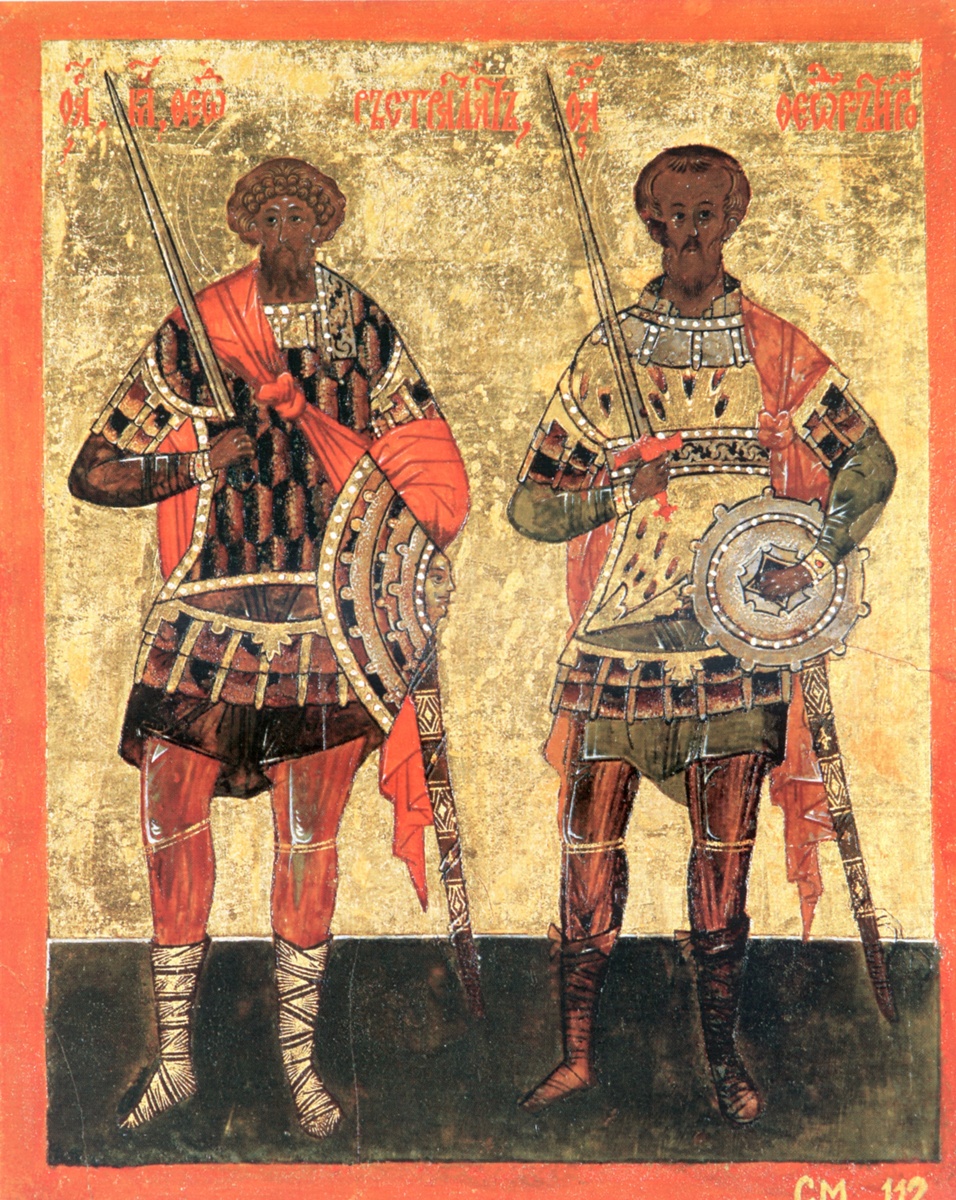 Великомученики Феодор Стратилат и Феодор Тирон. 16 в. 