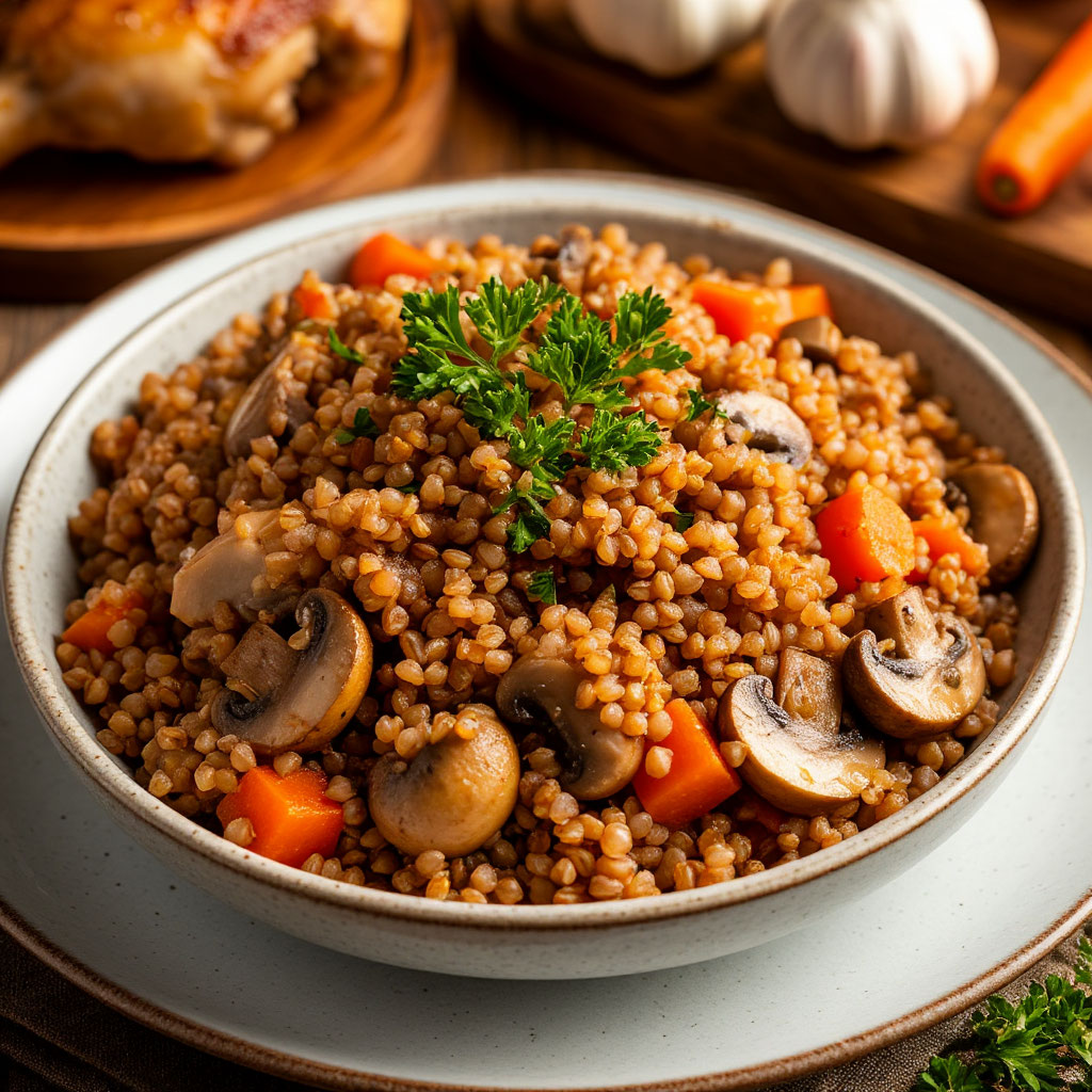 Гарнир «Гречка с грибами и луком»