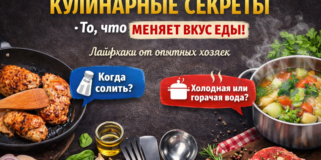 🍳 Эти кулинарные секреты перевернут вашу кухню: как солить, что варить в холодной воде и почему блюда становятся вкуснее