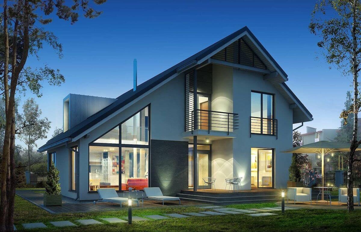 Асимметричная двускатная крыша