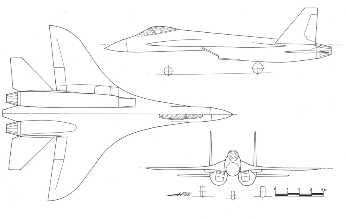 Один из ранних эскизов Су-27. Картинка архив МО РФ