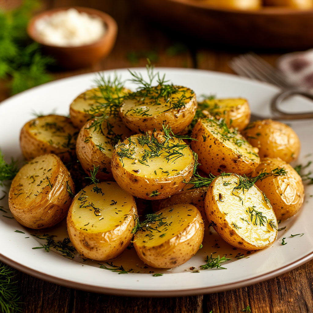 Картофель «По-деревенски» с укропом и чесноком