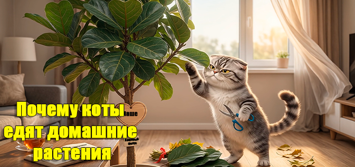 кот ест комнатные растения
