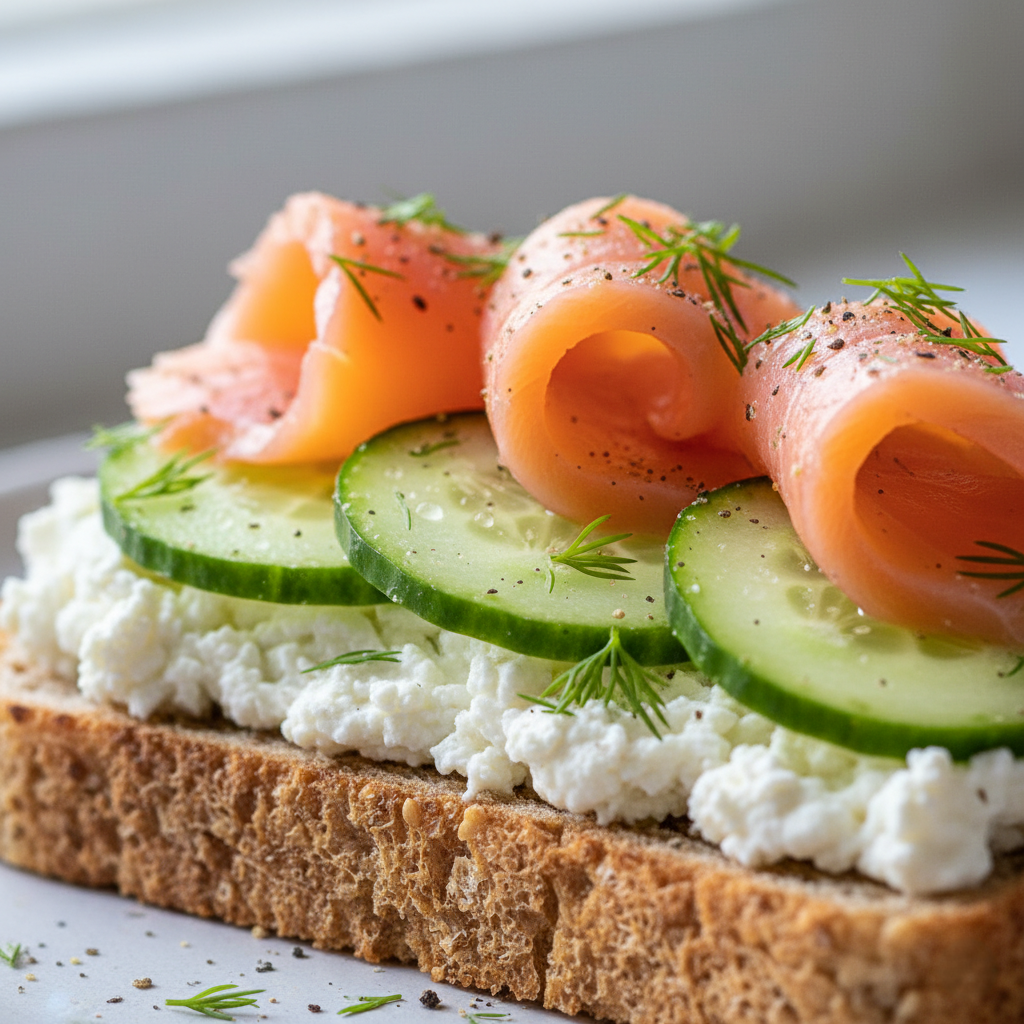 Легкий Завтрак с Лососем и Творожным Сыром