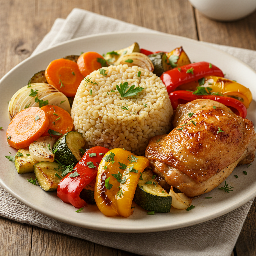 Ароматная Курица с Овощами и Булгуром в Духовке