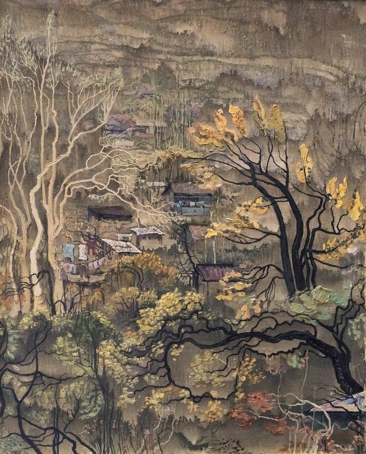 Искра Шин. Ветка орешины. 1986. Холст, масло