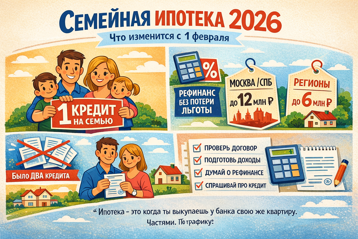 Инфографика - изменения в прграмме семейной ипотеки 2026
