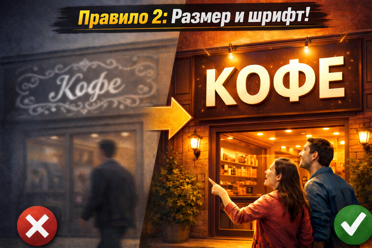 Размер и шрифт — считайте время на восприятие