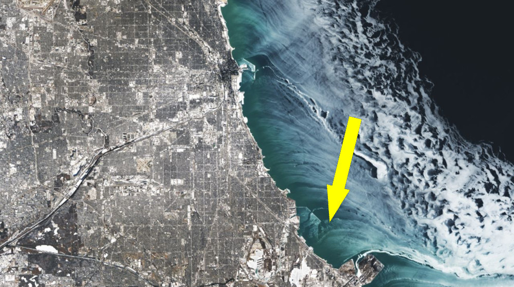     Ethereal ice structures swirl alongside Chicago during extreme cold snap fueled by polar vortex — Earth from space