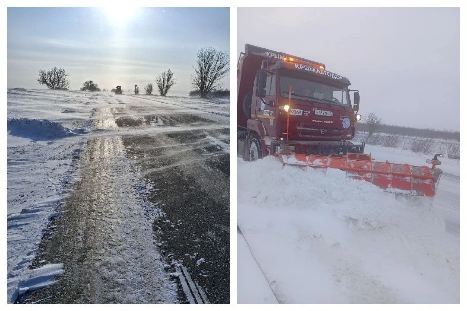    Расчистка и очистка покрытия ведется сразу на нескольких направлениях. Фото: Крымавтодор