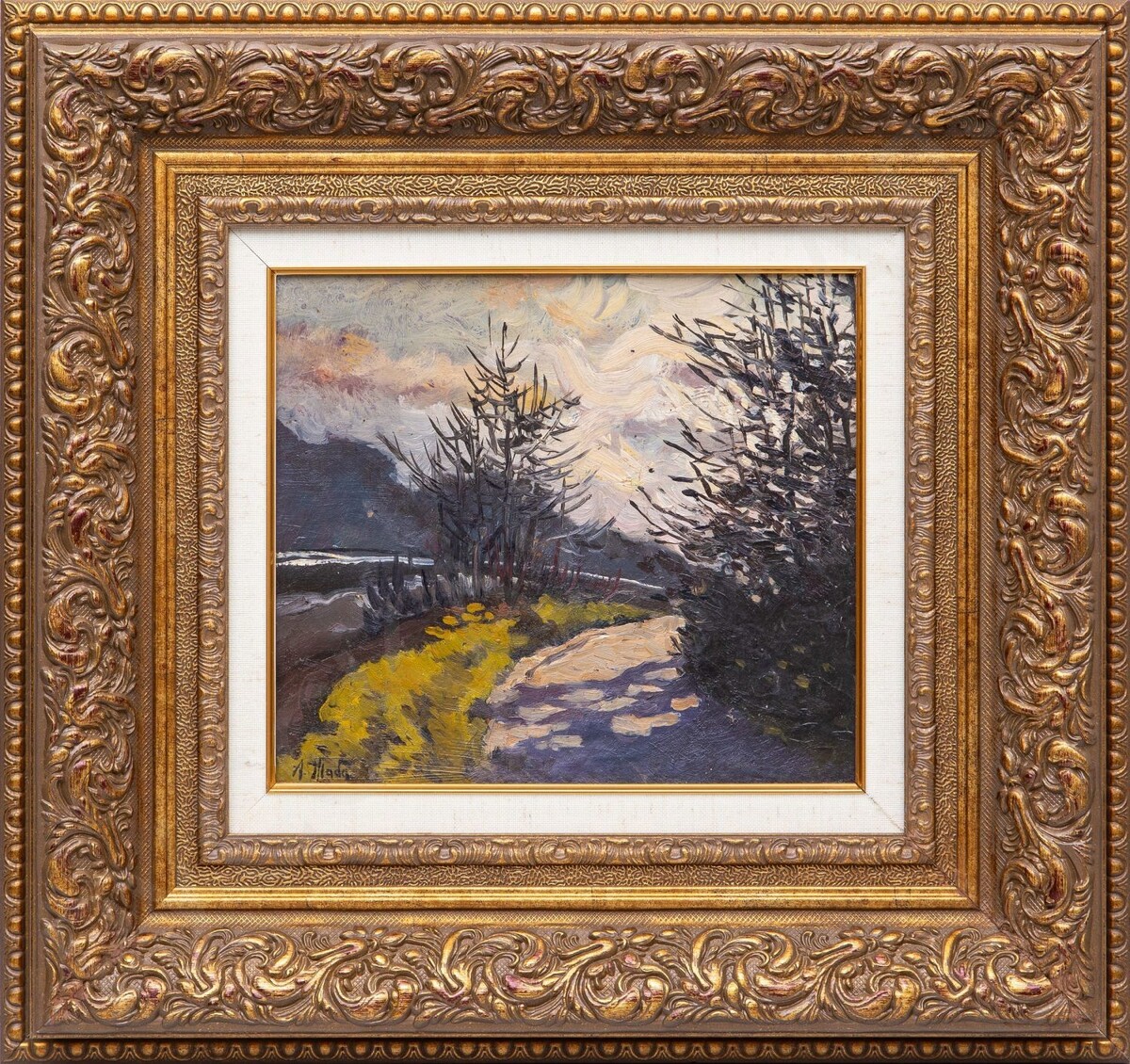 Солнечная дорога, конец XIX - начало ХХ вв., материалы: картон, масло, размеры: 25 х 29 см. Источник: https://artistic-auction.ru