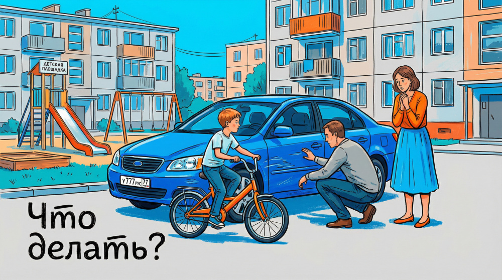    Столкновение ребёнка на велосипеде с автомобилем — распространённая ситуация, требующая грамотных действий от обеих сторон