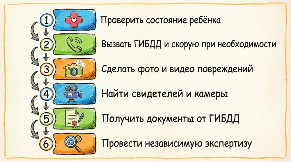    Пошаговый алгоритм действий владельца автомобиля помогает правильно зафиксировать происшествие и защитить свои интересы