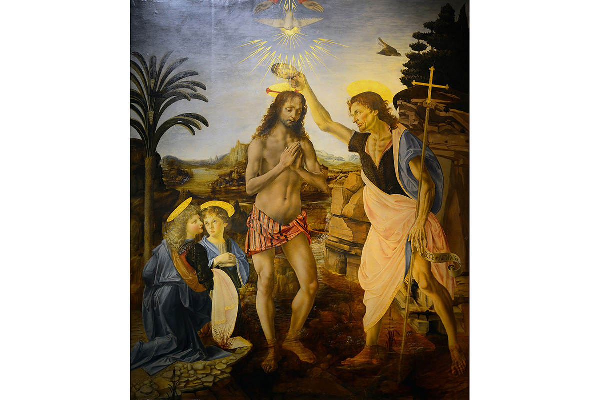 Uffizi Gallery / Wikimedia.org📷«Крещение Христа», картина Андреа Верроккьо и его ученика Леонардо да Винчи (около 1475 года)