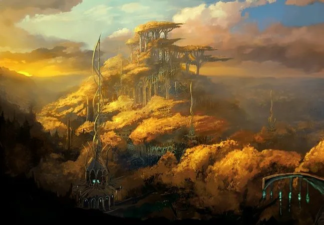 Карас-Галадон - столица Лориэна из "Властелина Колец" (арт pinterest.com).