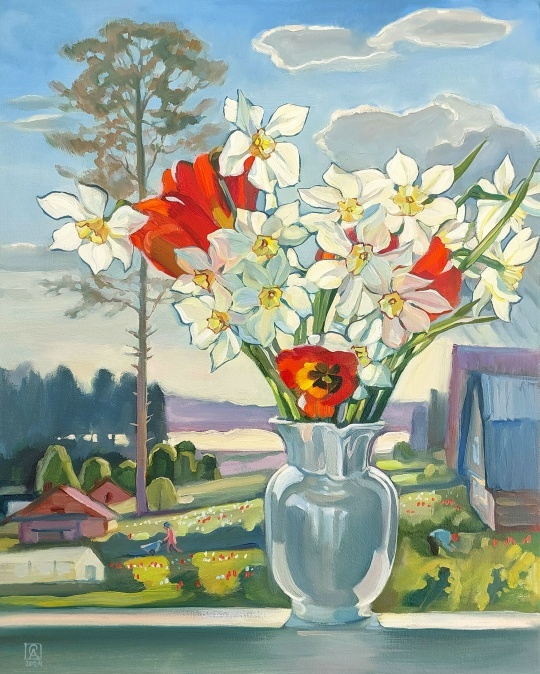 Весна на Сосновой улице. 50х40, х/м, 2024.  Источник изображения : vk.com›artemenkosvetlana