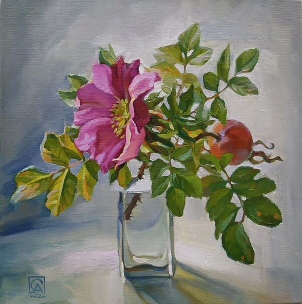 "Шиповник" 30х30см, масло/холст на картоне, 2022. Артеменко С.А.
В частной коллекции. Источник изображения : vk.com›artemenkosvetlana