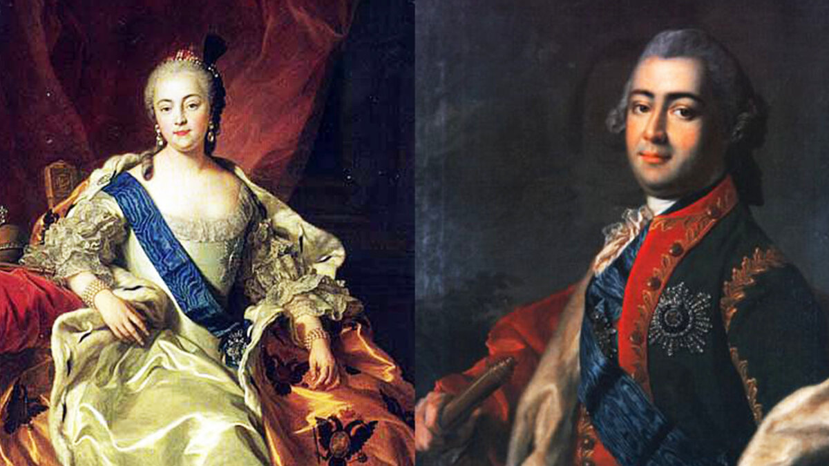 Портреты императрицы Елизаветы и графа Алексея Разумовского.
