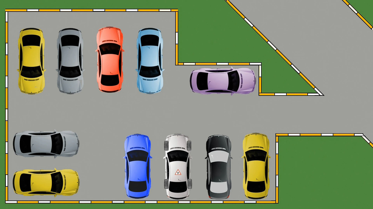 Как белому автомобилю выехать с парковки?