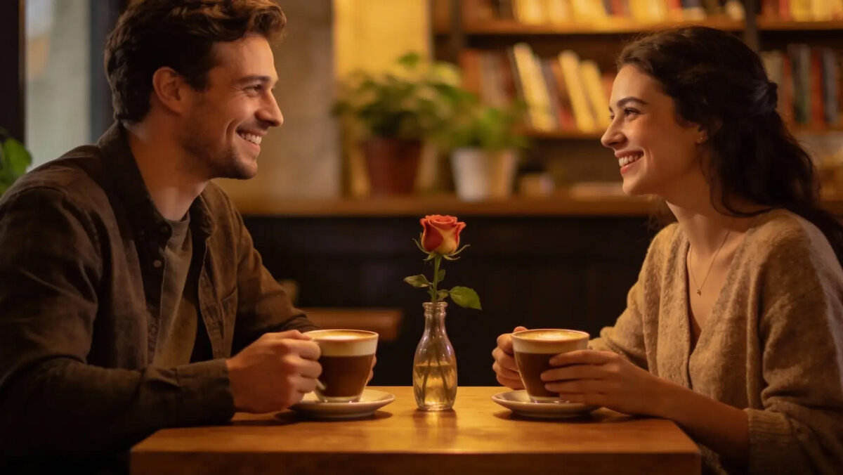 Приятное общение за чашкой кофе