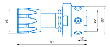 Габаритный чертёж малорасходный регулятор давления  на азот Atlant MM 125