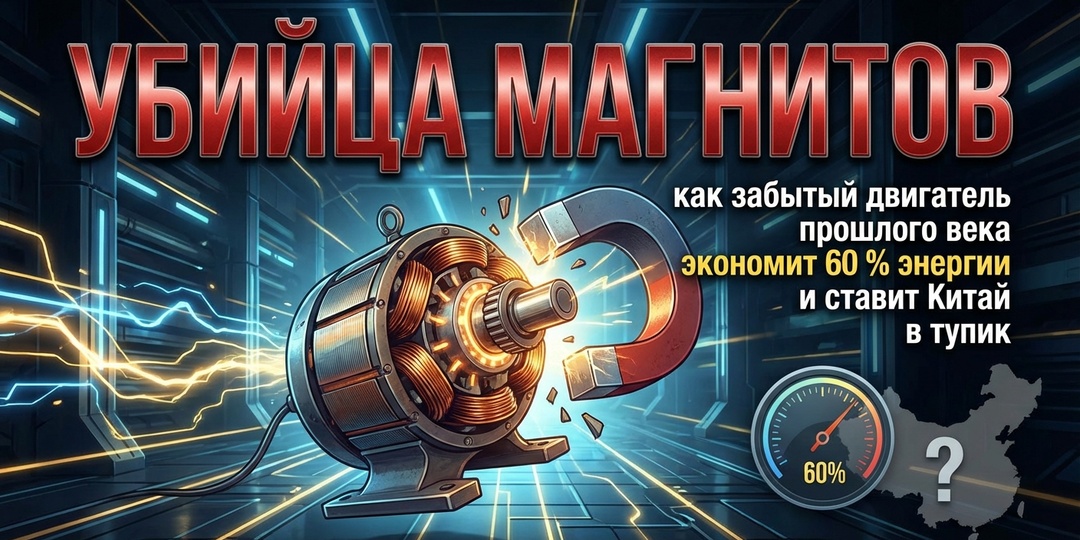🔥 УБИЙЦА МАГНИТОВ: как забытый двигатель прошлого века экономит 60 % энергии и ставит Китай в тупик