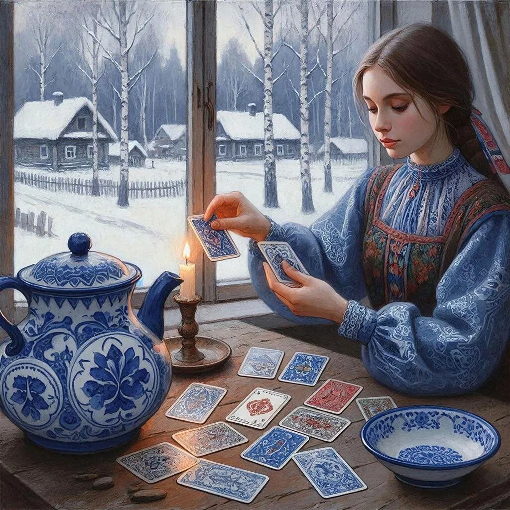 Гадание на картах. ллюстрация сгенерирована нейросетью