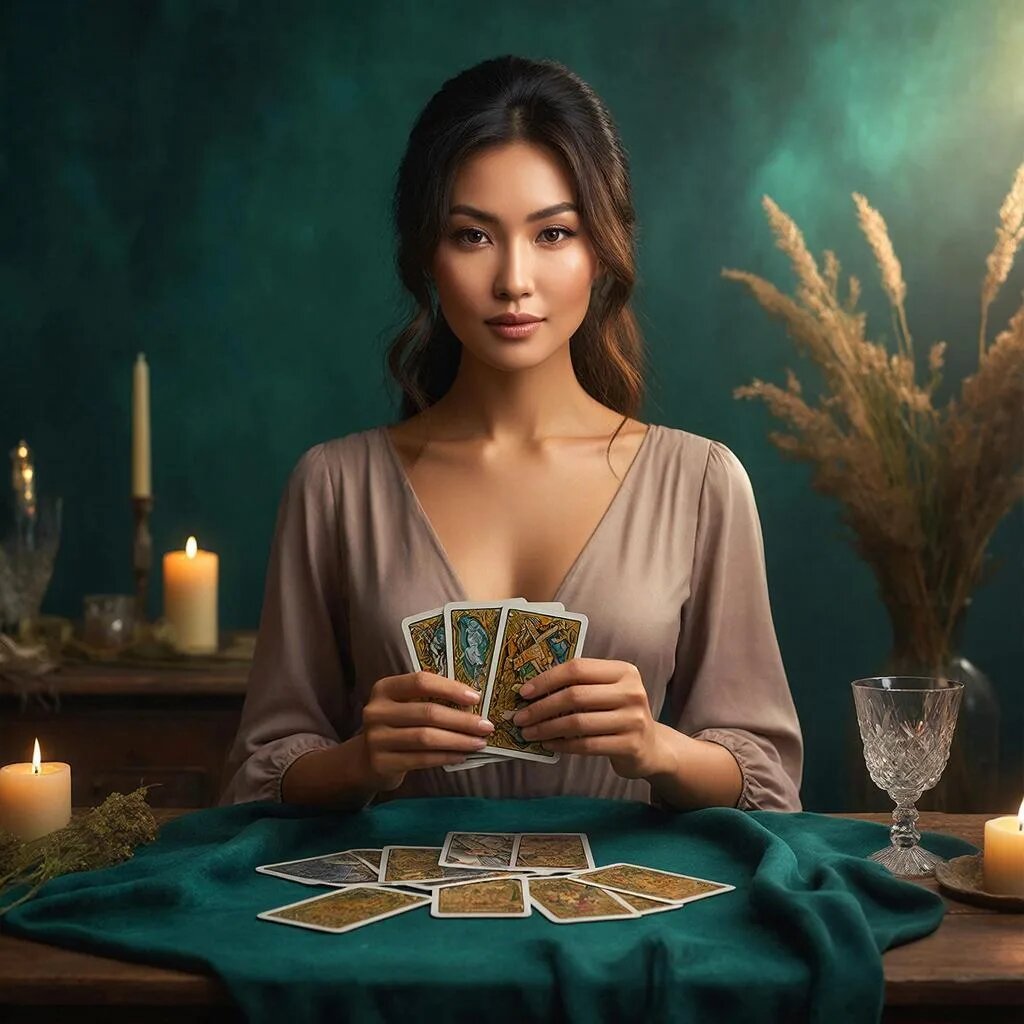 Гадание на картах. ллюстрация сгенерирована нейросетью