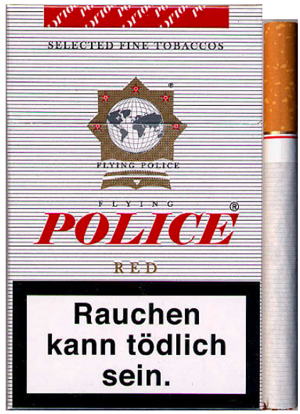 "Flying Police" Red. Австрия, 2004 год. 20 штук с фильтром в коробке с откидной крышкой, обернутой целлофаном. Смола 10 мг, никотин 0,8 мг. Цена (была) 3,10 €. Производитель: Heupink & Bloemen, Нидерланды. Владелец торговой марки: Sion Life Products GmbH. Импорт прекращен в декабре 2007 года (начат в октябре 2004 года).