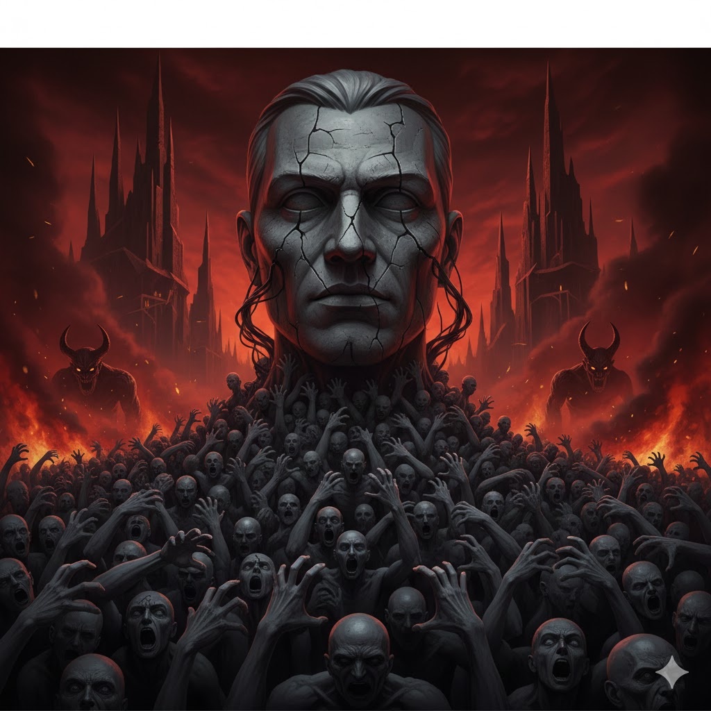 "Идол Системы и Тени Инферно", иллюстрация создана сетью Джемини