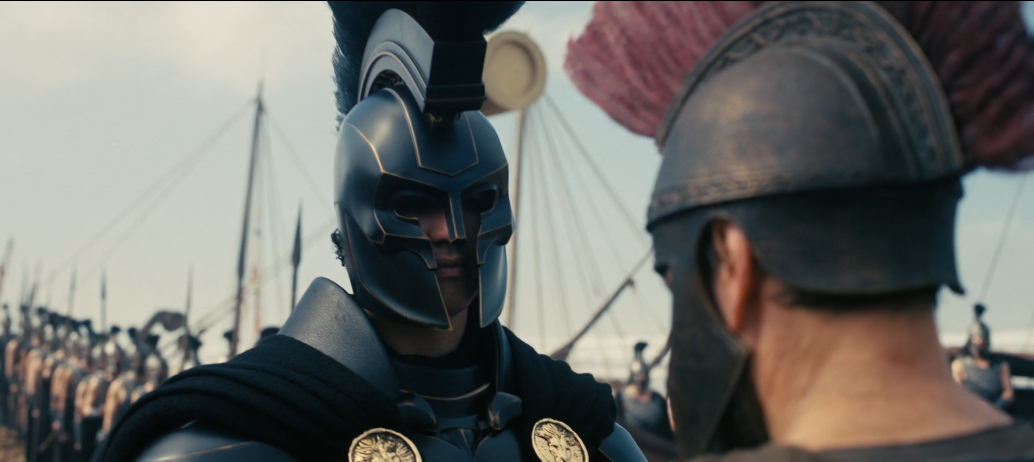 Кадр из трейлера фильма «Одиссея» (The Odyssey), реж. Кристофер Нолан, 2026. В ролях: Мэтт Дэймон (Одиссей), Том Холланд (Телемах) и Энн Хэтэуэй (Пенелопа). Студия: Universal Pictures / Syncopy