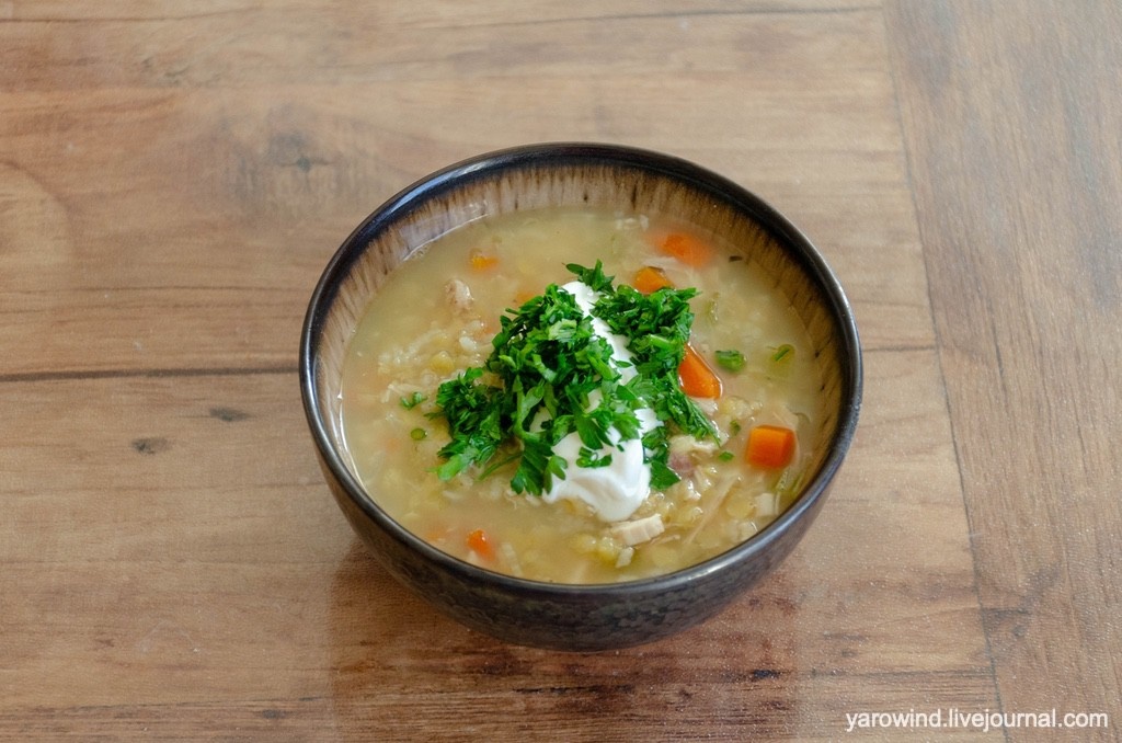 Французский суп с чечевицей и рисом