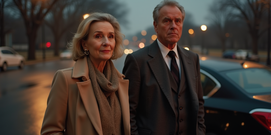 Он сиял в новом костюме, а она стояла рядом в платье пятилетней давности